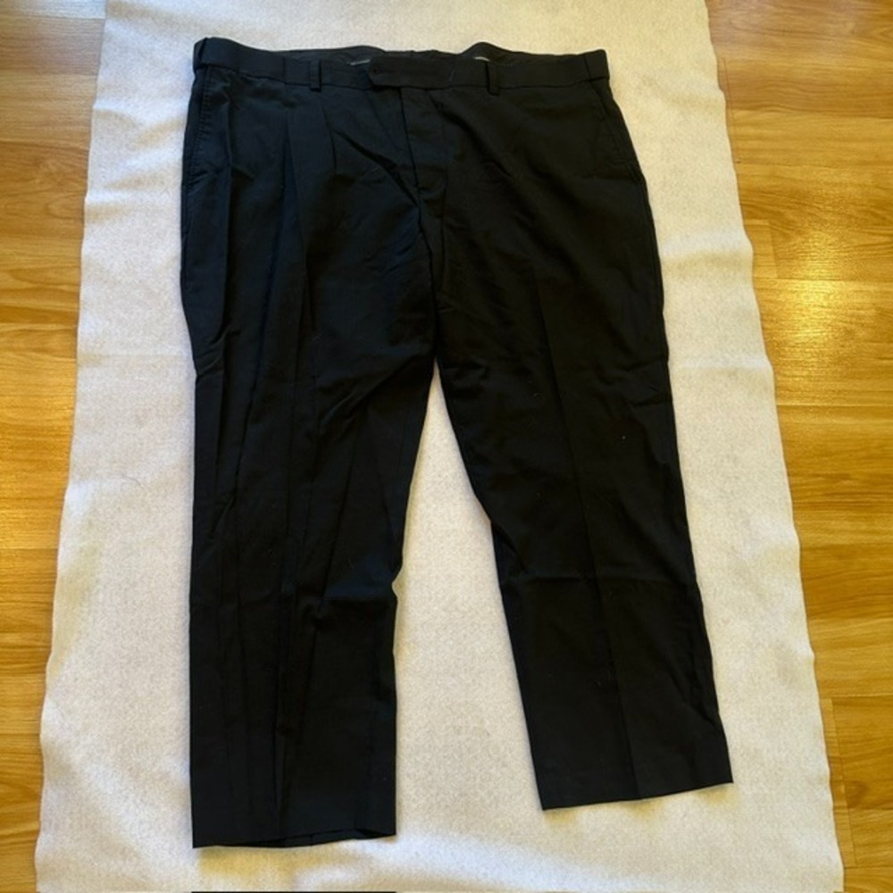 Oak Hill Dress Pants Mens 50x30 Black DXL Perfect Fit Flat Front Big Tall Career